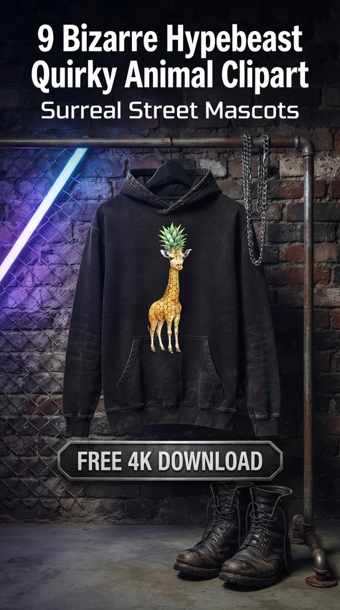 Free Pineapple Giraffe PNG | Unique Tropical Animal Clipart — Hypebeast Streetwear Clipart | Quirky PNGs watercolor clipart