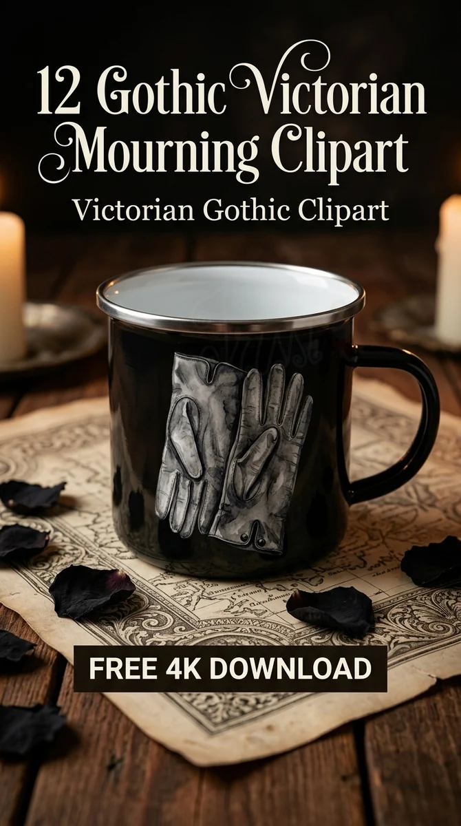 Free Gothic Black Lace Gloves PNG | Victorian Glove Clipart — Gothic Victorian Mourning Dark Whimsigoth Clipart watercolor clipart