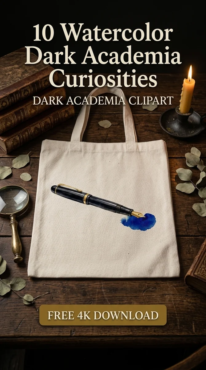 Free Vintage Fountain Pen PNG | Dark Academia Clipart — Dark Academia Clipart | Gothic Watercolor PNGs watercolor clipart
