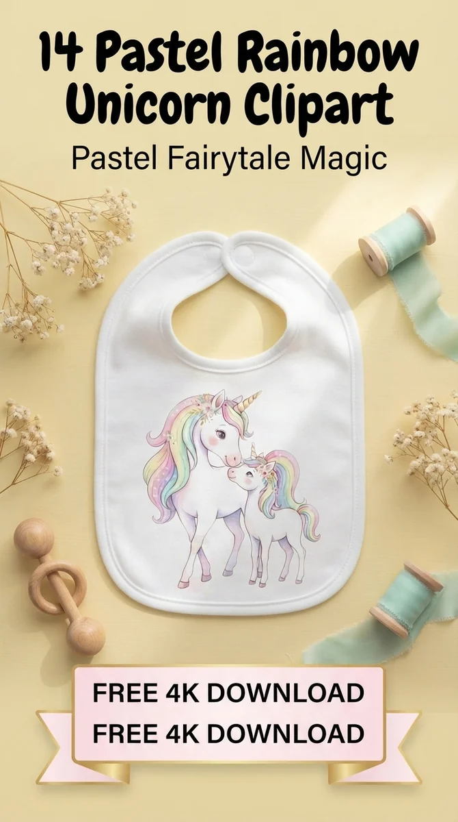 Free Mother & Foal Unicorn PNG | Rainbow Mane Clipart β Dreamy Pastel Unicorns | Nursery & Party Clipart watercolor clipart