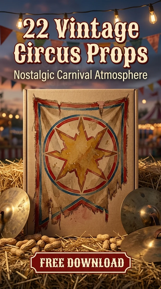 Free Tattered Circus Banner PNG | Distressed Star Flag — Vintage Circus | Dark Carnival Clipart watercolor clipart