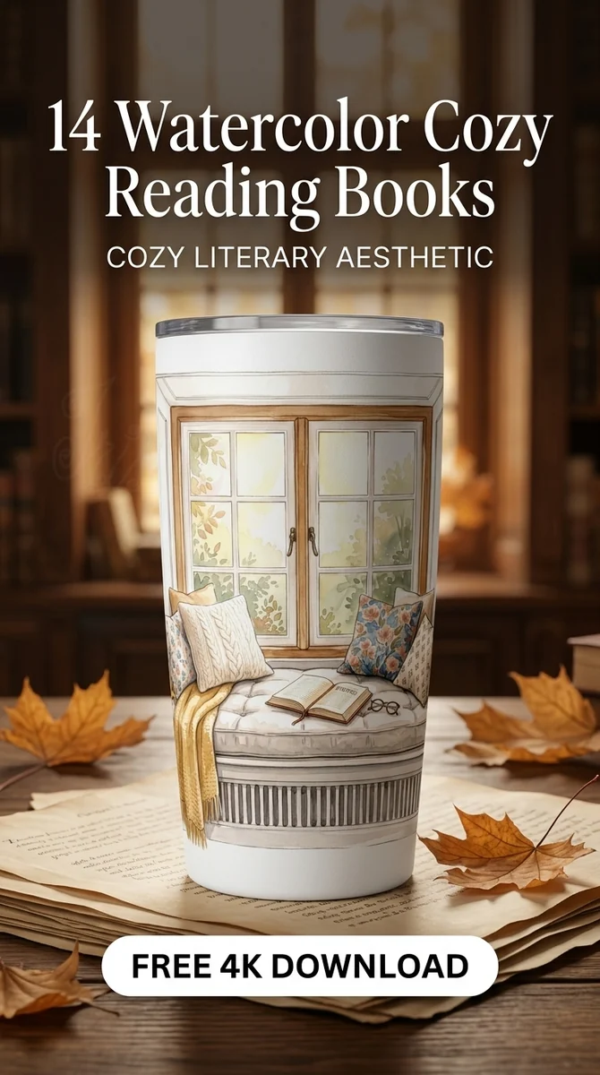 Free Cozy Reading Window Seat PNG | Watercolor Nook Clipart — Cozy Reading Clipart | Bookish Watercolor PNG watercolor clipart