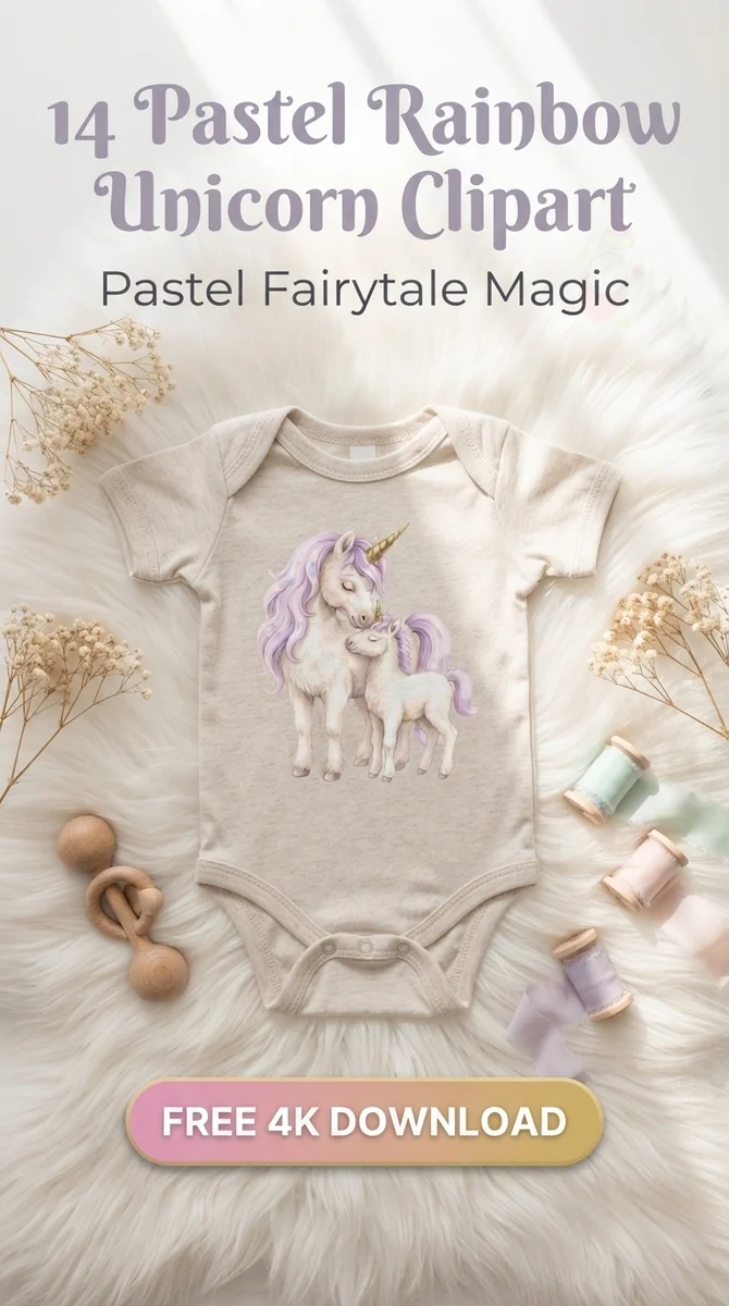 Free Mother & Baby Unicorn PNG | Pastel Watercolor Clipart — Dreamy Pastel Unicorns | Nursery & Party Clipart watercolor clipart