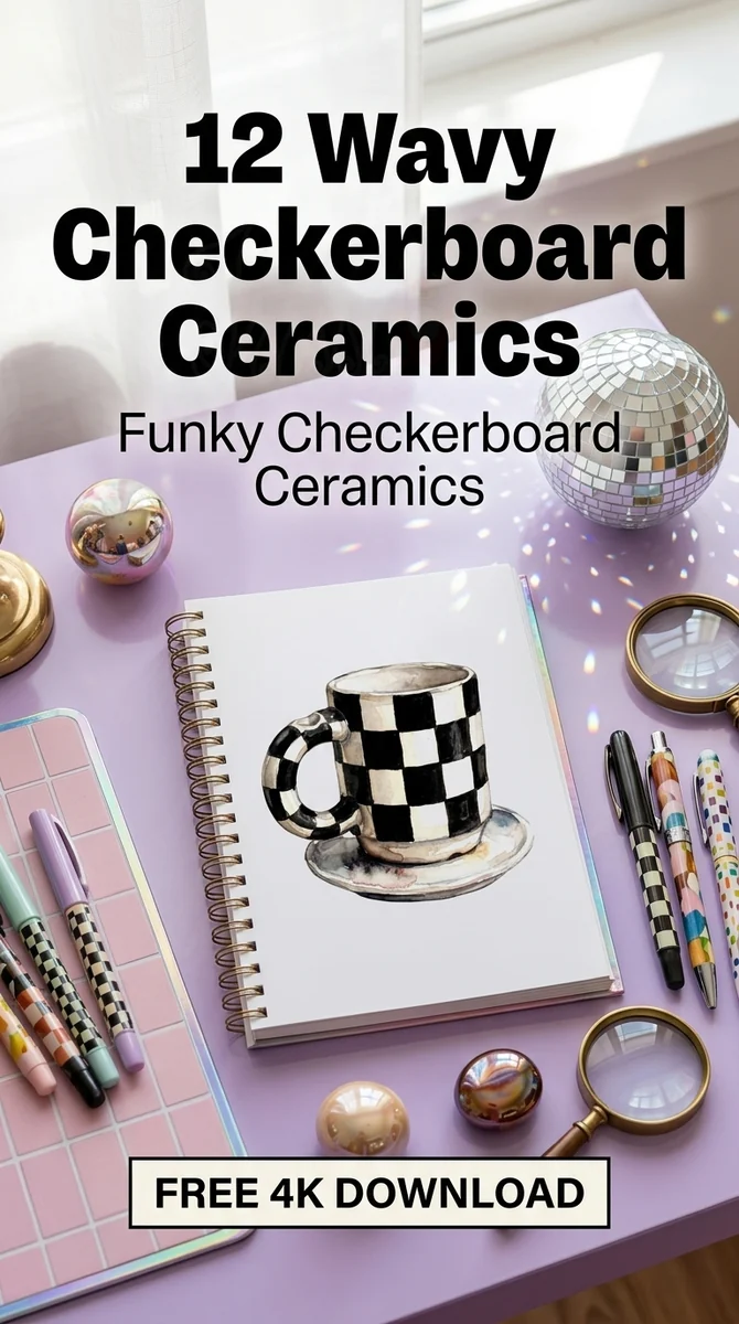Free Espresso Cup PNG | Eclectic Checkerboard Art — Imperfect Checkerboard Ceramics | Eclectic Clipart watercolor clipart