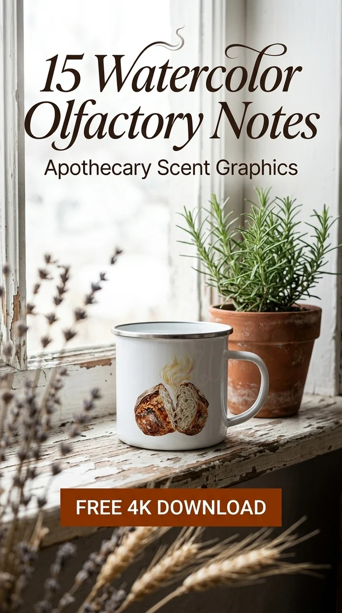 Free Fresh Baked Bread Aroma PNG | Cozy Bakery Clipart β Apothecary & Scent Graphics | Perfume Clipart watercolor clipart