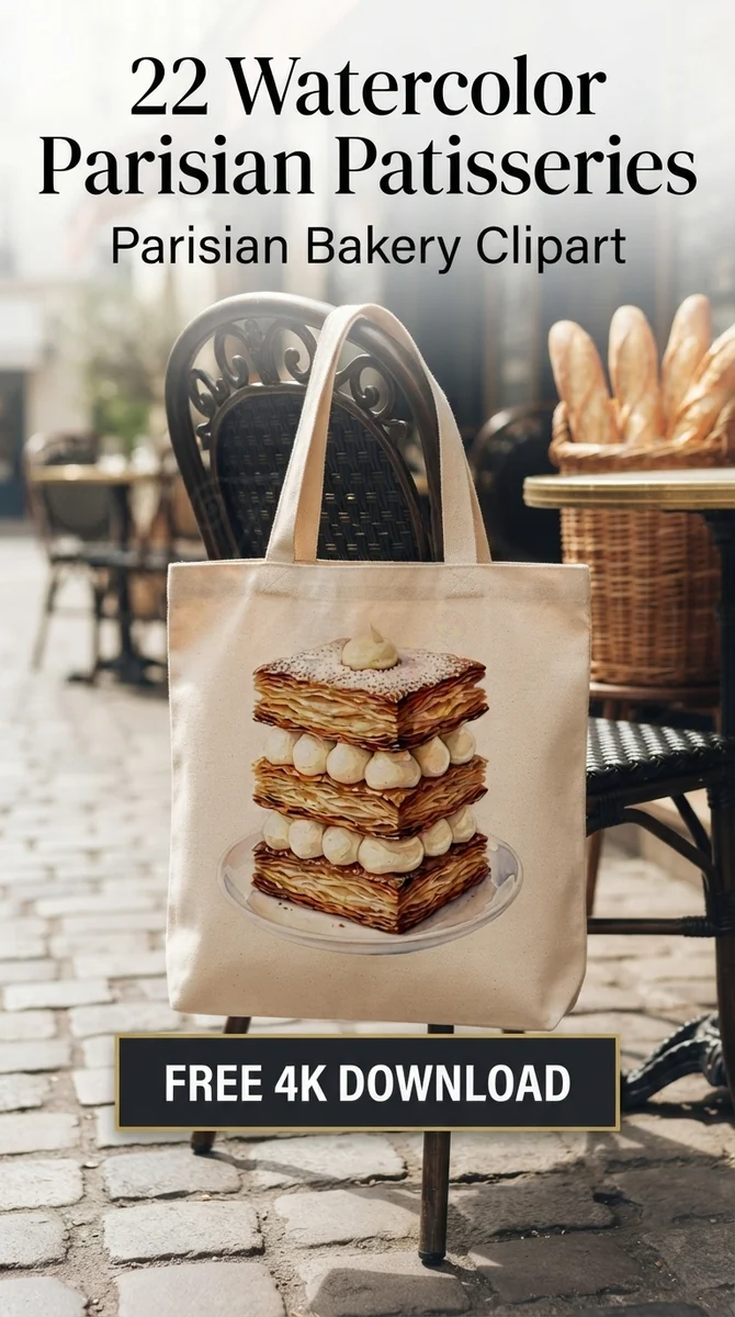 Free Vanilla Mille Feuille PNG | Paris Pastry Clipart β French Patisserie Clipart | Parisian Bakery PNG watercolor clipart