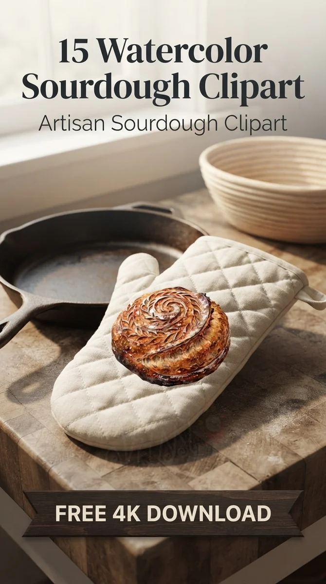 Free Spiral Scored Bread PNG | Leaf Pattern Sourdough Clipart — Sourdough Baking | Artisan Bread Clipart watercolor clipart