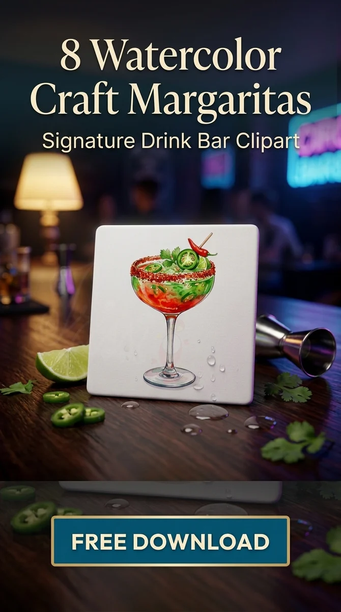 Free Spicy Jalapeno Margarita PNG | Watercolor Drink Art — Watercolor Craft Cocktails Signature Drink Clipart watercolor clipart