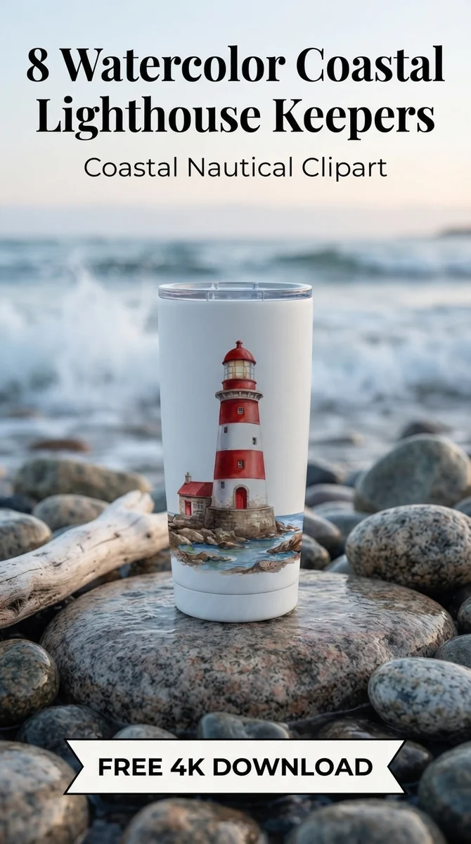 Free Lighthouse Keeper Cottage PNG | Cozy Sea Cottage Clipart — Coastal Lighthouse | Nautical Watercolor Clipart watercolor clipart