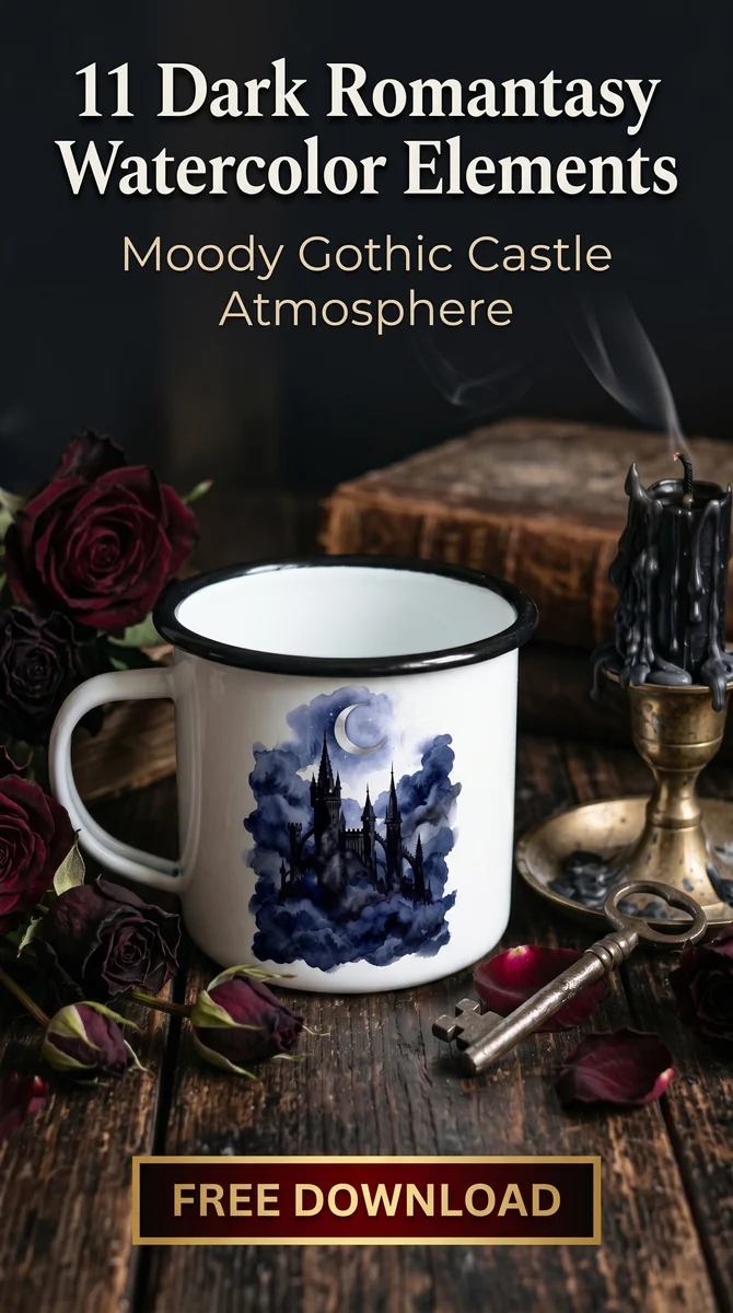 Free Gothic Castle Spires PNG | Dark Romantic Moon Clipart — Dark Romantasy | Gothic Castle PNGs watercolor clipart