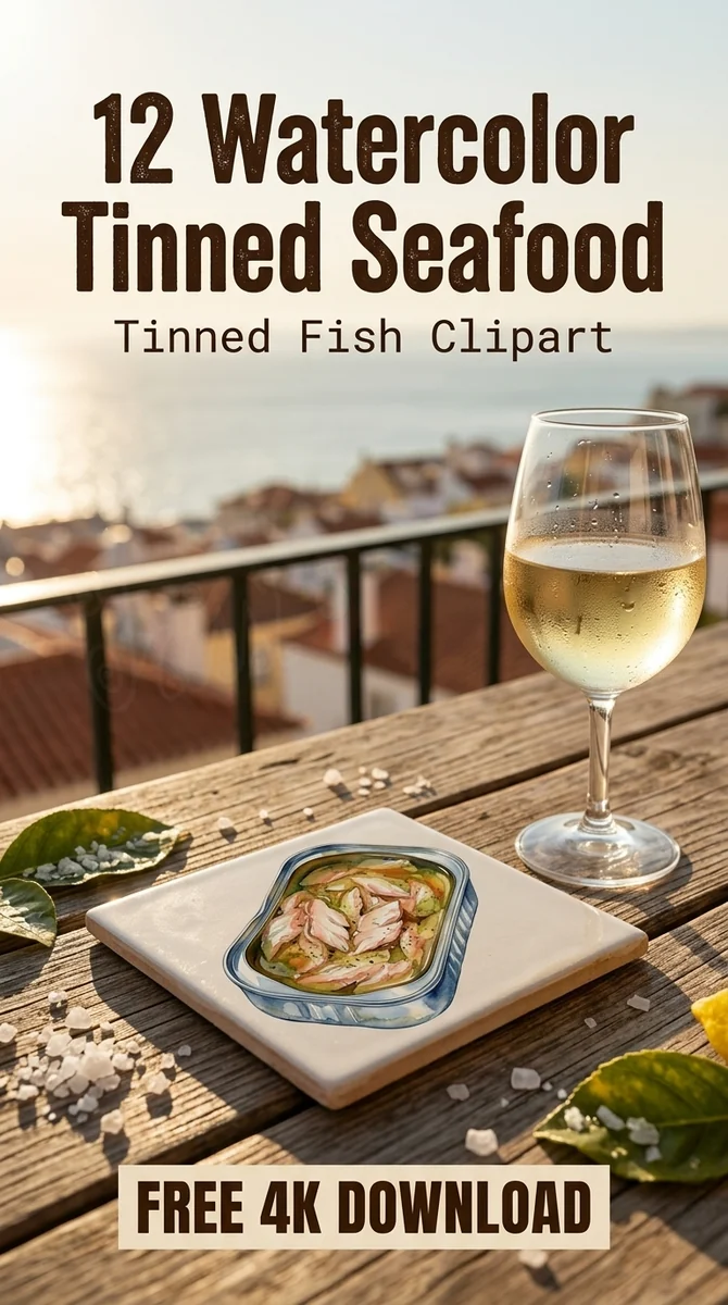 Free Smoked Trout Tin PNG | Rustic Seafood Watercolor Clipart — Sardine Girl Summer | Tinned Fish Clipart PNG watercolor clipart