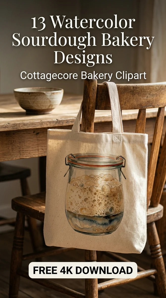 Free Sourdough Starter PNG | Artisan Bread Jar Clipart — Sourdough Clipart | Cottagecore Bakery PNG watercolor clipart