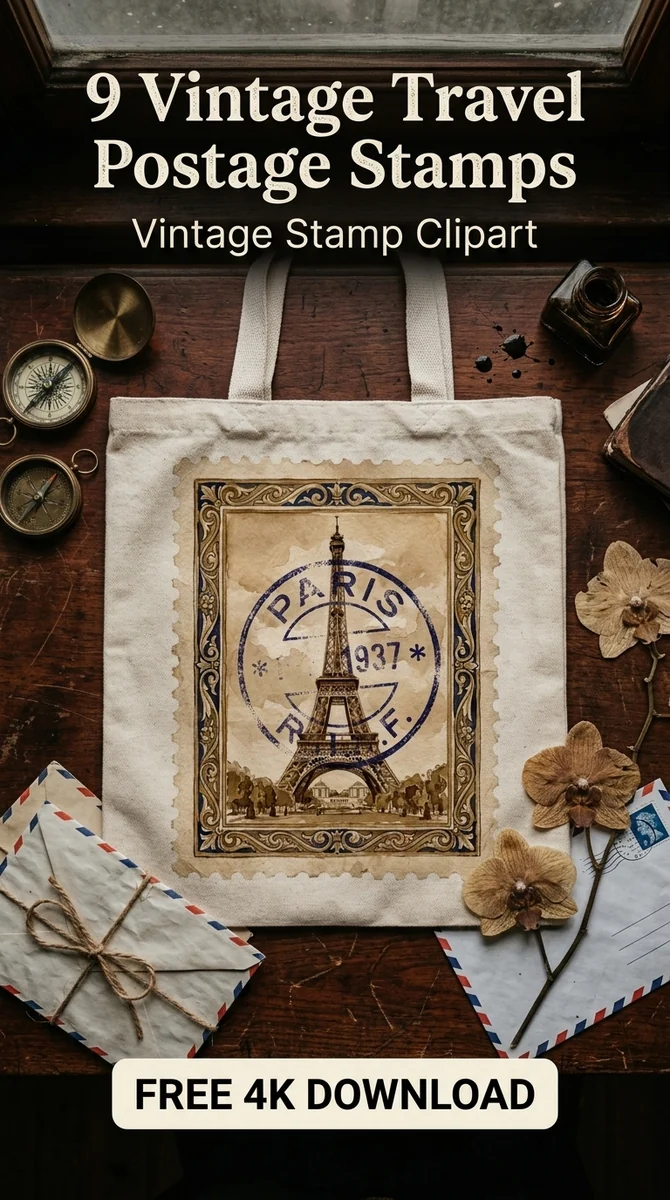 Free Eiffel Tower PNG | Vintage Paris Stamp Clipart — Vintage Travel Ephemera | Postage Stamp Clipart watercolor clipart
