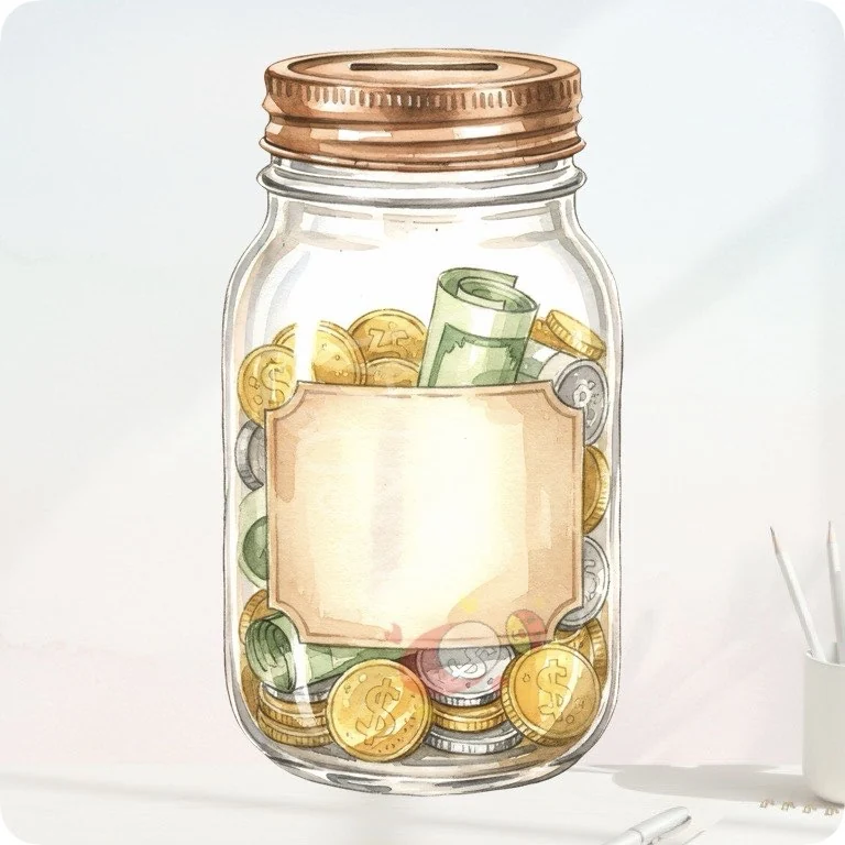 Travel Fund Money Jar PNG | Vacation Savings Clipart — Watercolor Budget Planner Clipart watercolor clipart