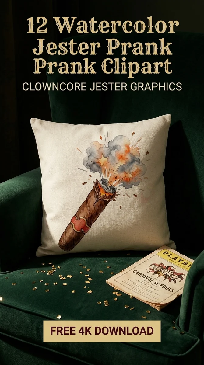Free Exploding Trick Cigar PNG | Cartoon Prank Clipart — Clowncore Aesthetic | Jester & Prank Clipart watercolor clipart