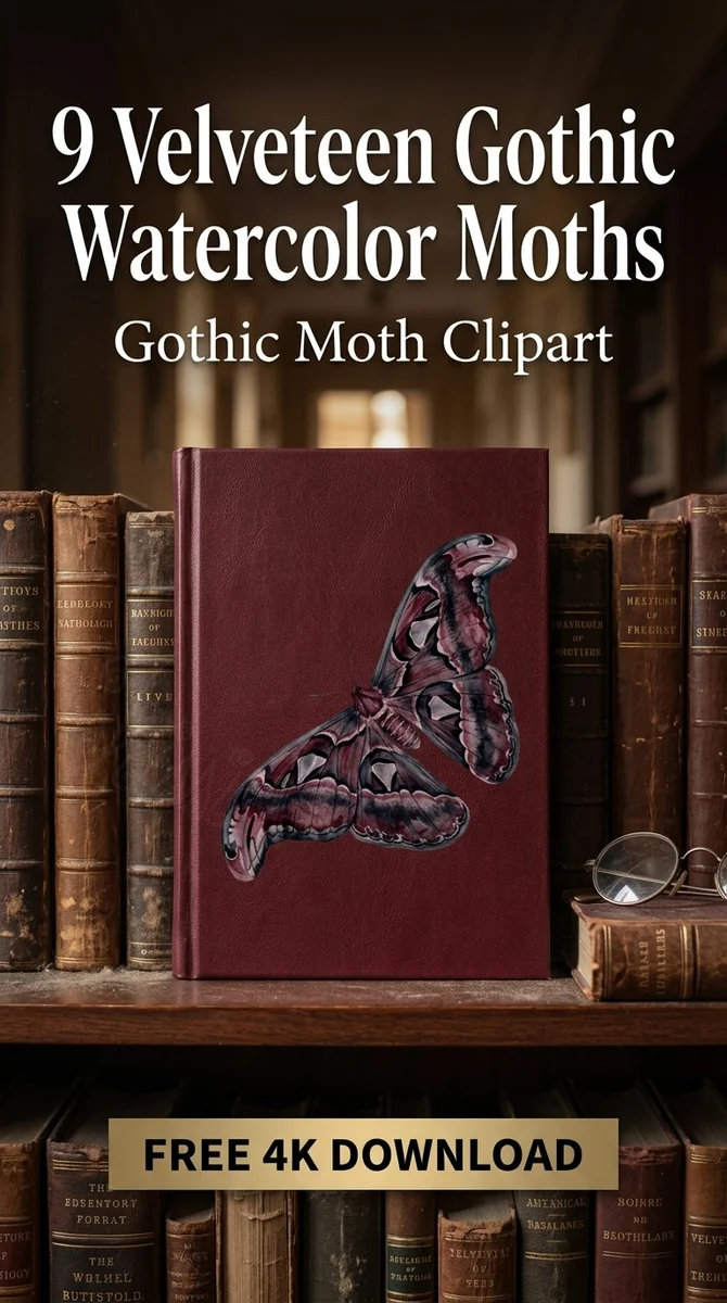 Free Gothic Atlas Moth PNG | Velveteen Dark Butterfly Art — Dark Academia | Gothic Moth Clipart watercolor clipart