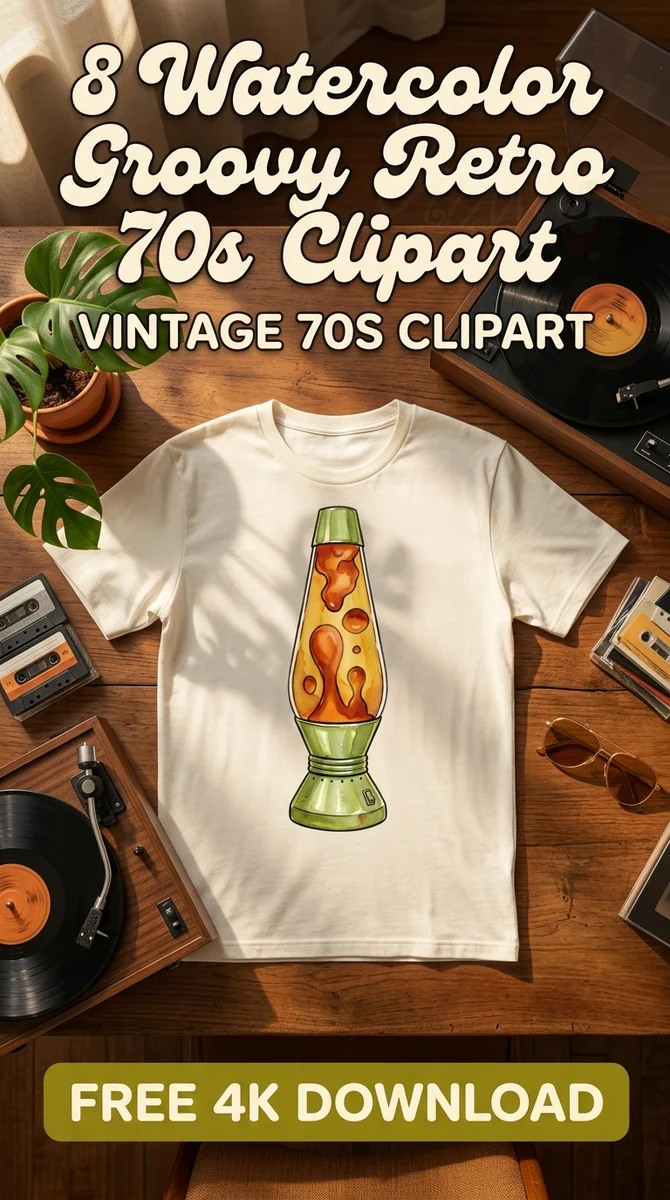 Free Retro Lava Lamp PNG | 70s Groovy Clipart — 70s Retro Clipart | Vintage Groovy PNGs watercolor clipart