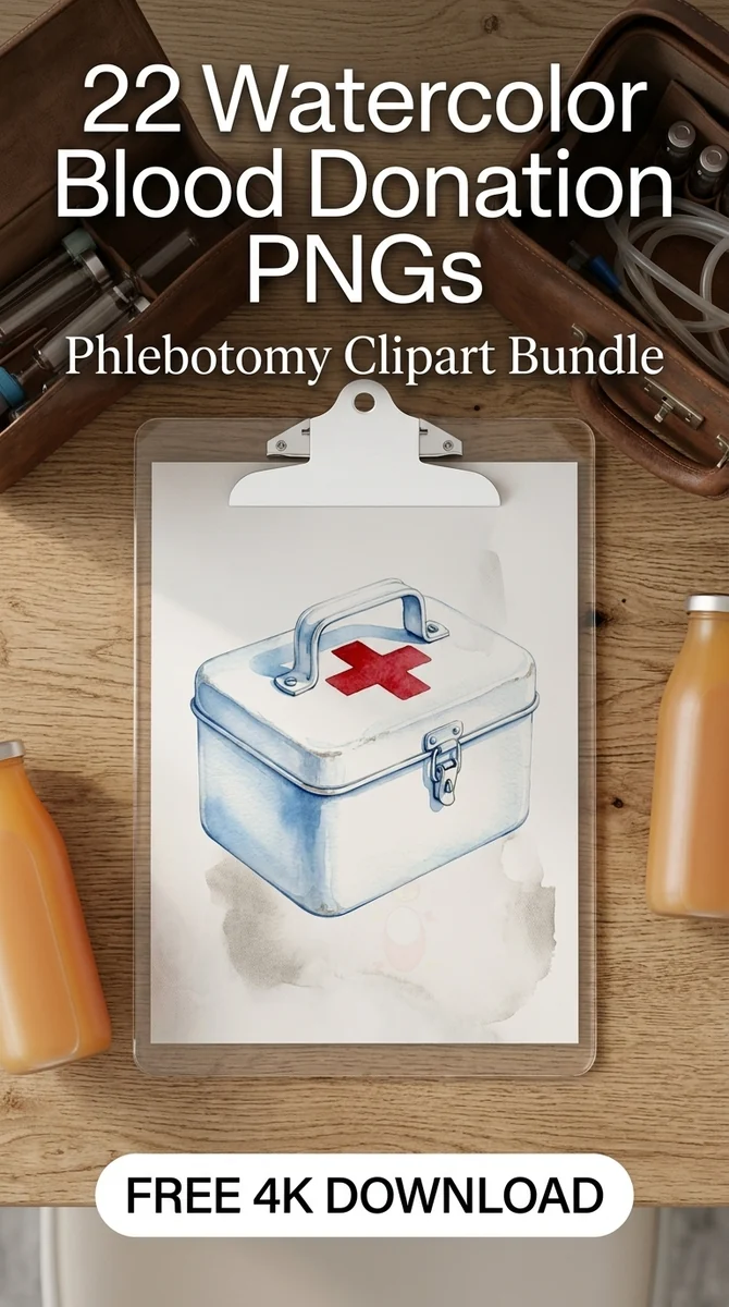 Free Vintage First Aid Kit PNG | Watercolor Medical Art — Watercolor Blood Donation | Medical Clipart watercolor clipart