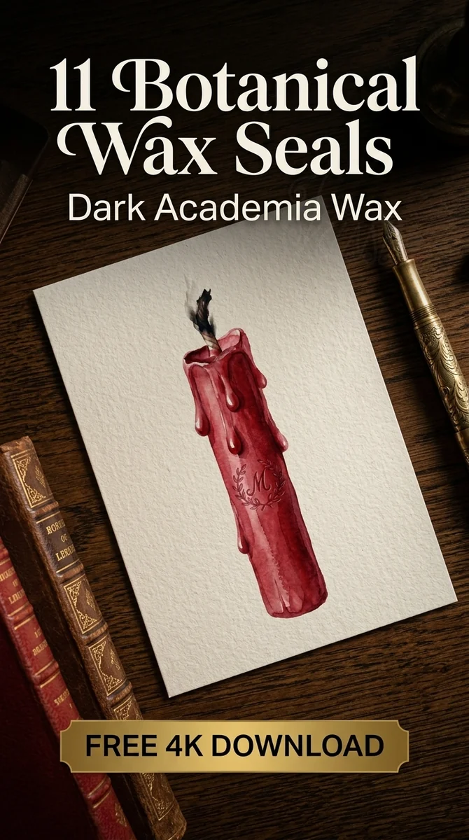 Free Melting Red Candle PNG | Romantic Sealing Wax Clipart — Dark Academia | Botanical Wax Seals watercolor clipart