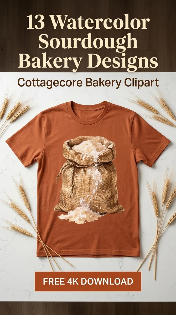 Free Flour Sack Clipart | Sourdough Ingredient PNG โ Sourdough Clipart | Cottagecore Bakery PNG watercolor clipart