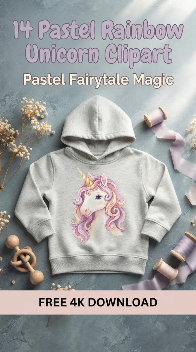 Free Cute Unicorn Portrait PNG | Pink & Gold Clipart — Dreamy Pastel Unicorns | Nursery & Party Clipart watercolor clipart