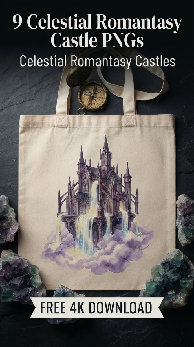 Free Starlight Waterfall Palace PNG | Celestial Fantasy Art — Celestial Romantasy | Fantasy Castle Clipart watercolor clipart