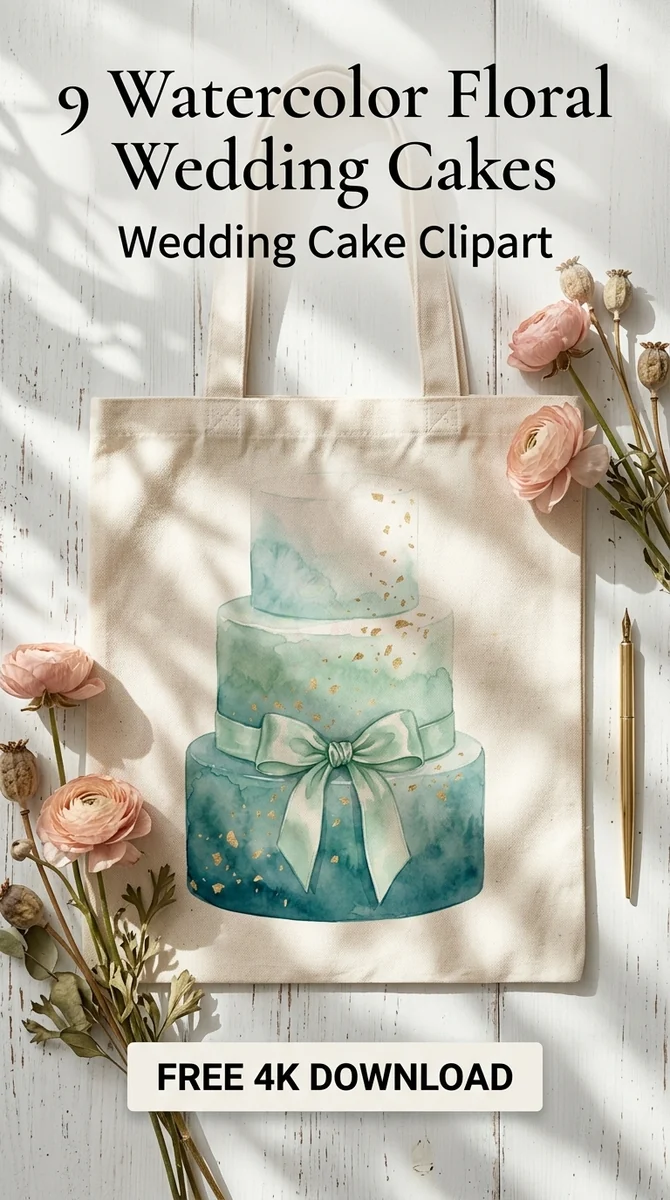 Free Blue Ombre Wedding Cake PNG | Elegant Clipart with Gold Bow β Watercolor Wedding Cakes | Elegant Bridal Clipart watercolor clipart