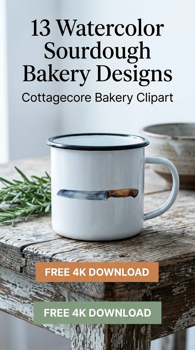 Free Bread Knife Clipart | Watercolor Sourdough Art PNG — Sourdough Clipart | Cottagecore Bakery PNG watercolor clipart