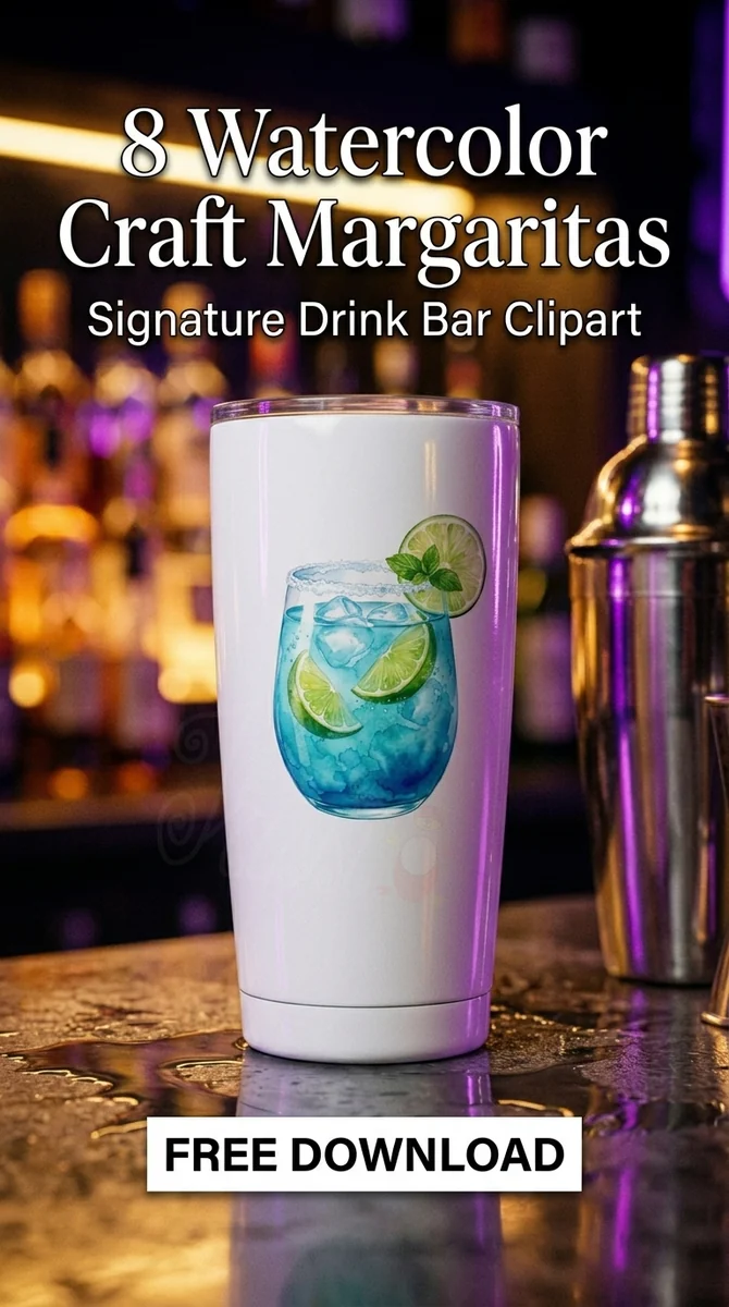 Free Blue Margarita PNG | Vibrant Watercolor Cocktail Clipart — Watercolor Craft Cocktails Signature Drink Clipart watercolor clipart