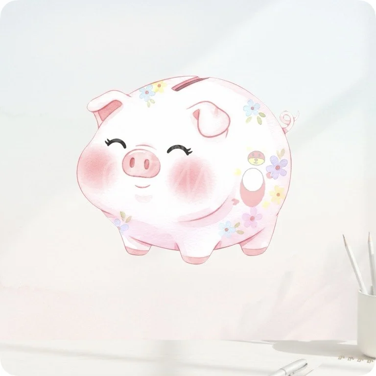Floral Piggy Bank PNG | Cute Money Saving Clipart — Watercolor Budget Planner Clipart watercolor clipart