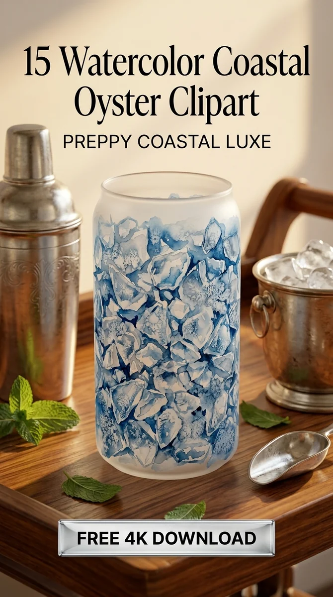 Free Crushed Ice PNG | Watercolor Coastal Clipart — Preppy Coastal | Coastal Grandmother Clipart PNG watercolor clipart