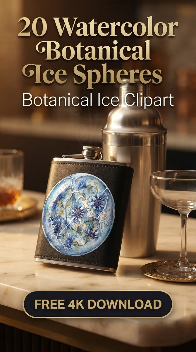 Free Cornflower Ice Sphere PNG | Blue Frozen Flower Clipart — Botanical Ice Spheres | Floral Cocktail Clipart watercolor clipart