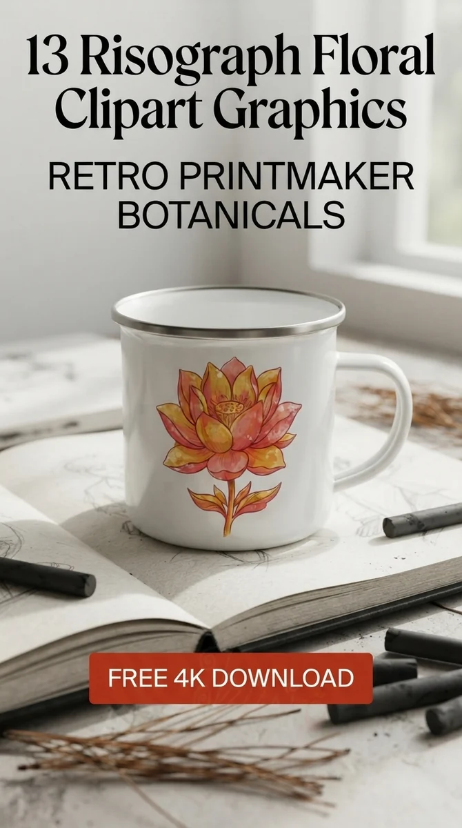 Free Lotus Flower PNG | Risograph Aesthetic Clipart โ Risograph Floral Clipart | Retro Riso Art PNG watercolor clipart