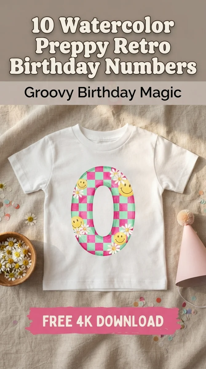 Free Preppy Retro Number 0 PNG | Pink & Green Checkerboard Clipart — Preppy Retro Birthday | Groovy Y2K Clipart PNGs watercolor clipart