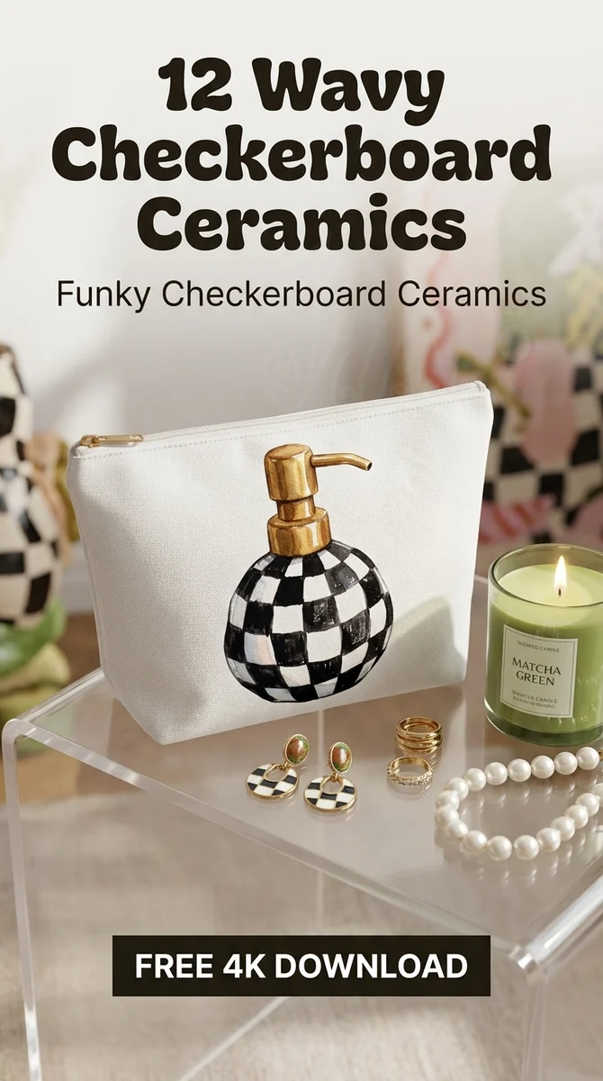 Free Checkerboard Soap Dispenser PNG | Funky Clipart β Imperfect Checkerboard Ceramics | Eclectic Clipart watercolor clipart
