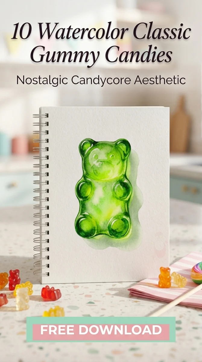 Free Neon Green Gummy Bear PNG | Watercolor Sweets — Candycore Aesthetic | Y2K Gummy Clipart PNG watercolor clipart