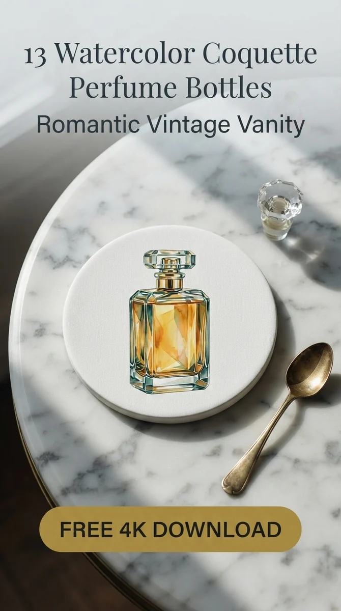 Free Golden Perfume PNG Clipart | Luxury Watercolor Fragrance β Coquette Vanity | Watercolor Perfume PNG Clipart watercolor clipart