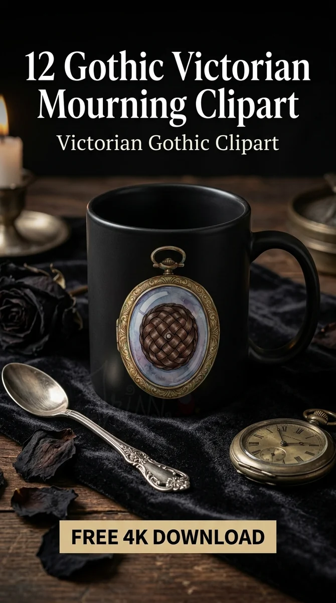 Free Antique Gold Woven Hair Locket PNG | Gothic Victorian Jewelry Clipart — Gothic Victorian Mourning Dark Whimsigoth Clipart watercolor clipart