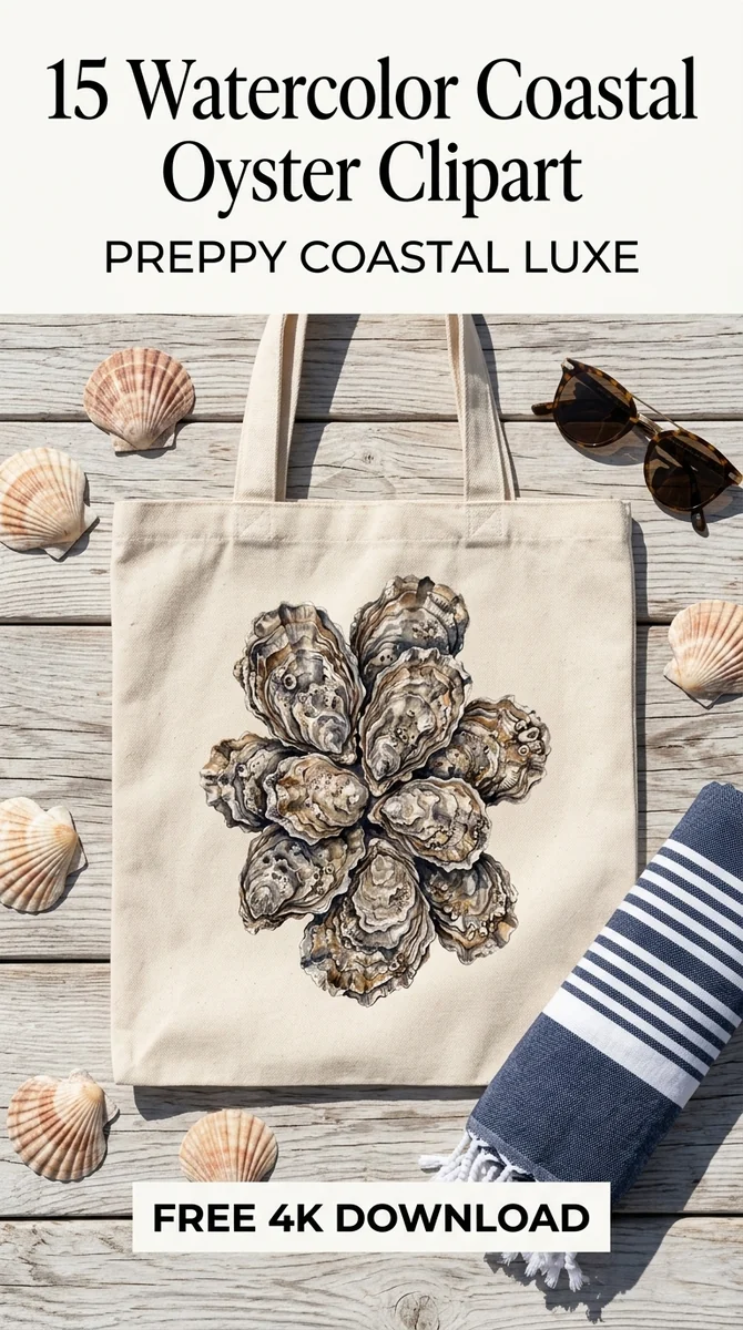 Free Oyster Cluster PNG | Watercolor Coastal Shell Clipart — Preppy Coastal | Coastal Grandmother Clipart PNG watercolor clipart