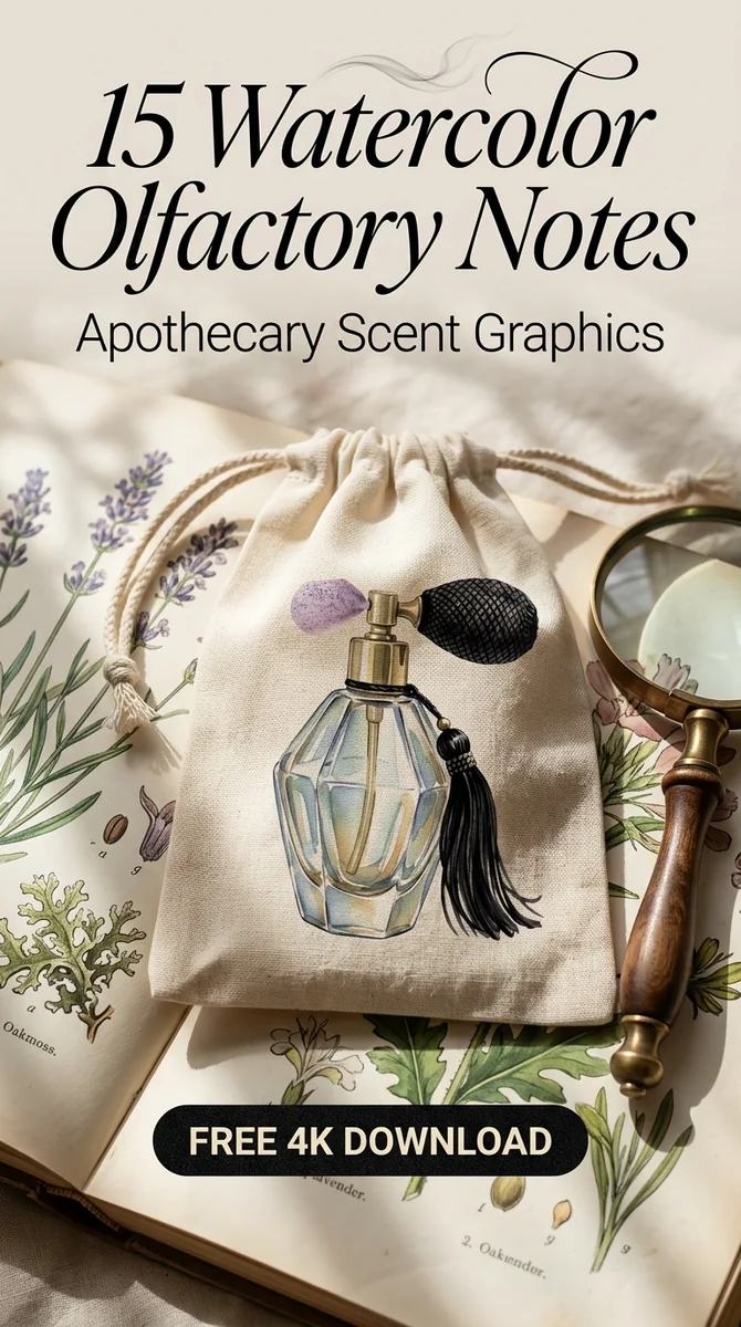 Free Vintage Perfume Atomizer PNG | Classic Glass Flacon Art โ Apothecary & Scent Graphics | Perfume Clipart watercolor clipart