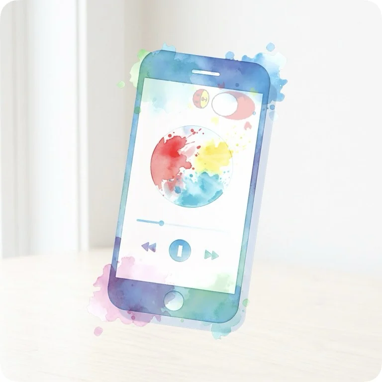 Free Colorful Music Player Phone PNG | Watercolor Tech Clipart — Aesthetic Tech Clipart | WFH & Digital Planner PNG watercolor clipart