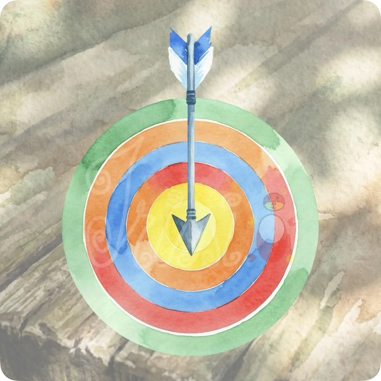 Free Blue Fletching Arrow PNG | Colorful Target Clipart — Watercolor Archery Clipart | Sports & Fantasy PNGs watercolor clipart