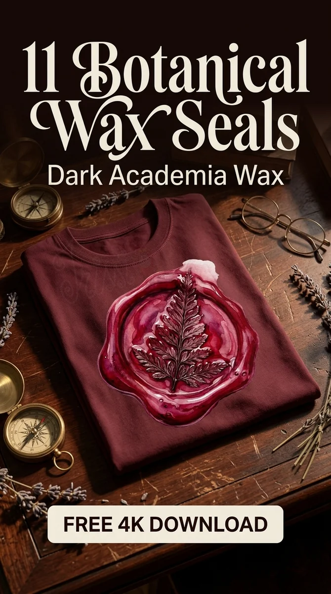 Free Red Fern Wax Seal PNG | Botanical Envelope Sticker Clipart — Dark Academia | Botanical Wax Seals watercolor clipart