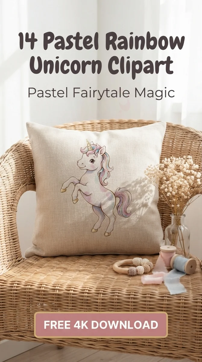 Free Fairytale Rainbow Unicorn PNG | Cute Pastel Clipart — Dreamy Pastel Unicorns | Nursery & Party Clipart watercolor clipart