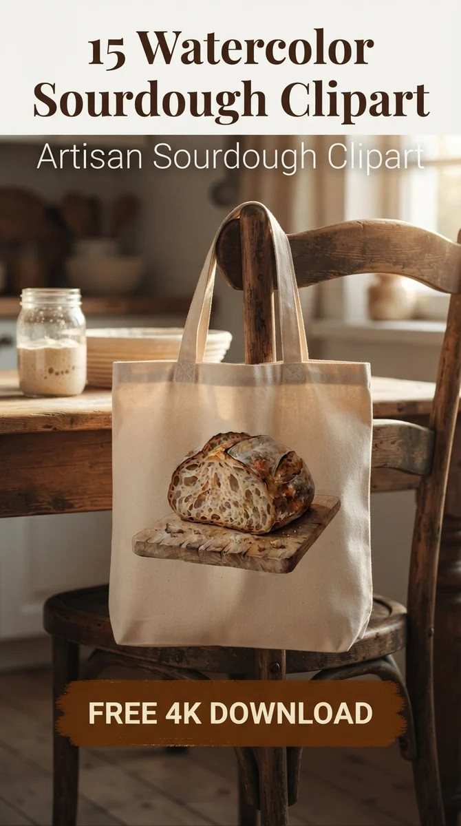 Free Half Sourdough Loaf PNG | Bread on Cutting Board Clipart — Sourdough Baking | Artisan Bread Clipart watercolor clipart