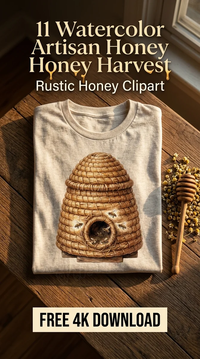 Free Watercolor Rustic Beehive PNG | Cottagecore Bee Clipart — Cottagecore Honey Clipart | Rustic Watercolor Bee watercolor clipart