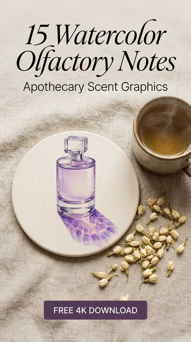 Free Purple Perfume Flacon PNG | Luxury Scent Bottle Clipart — Apothecary & Scent Graphics | Perfume Clipart watercolor clipart