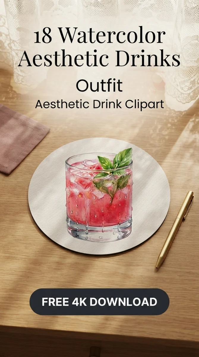 Free Watermelon Agua Fresca PNG | Pink Summer Drink Clipart β Home Cafe Aesthetic | Watercolor Drink Clipart watercolor clipart