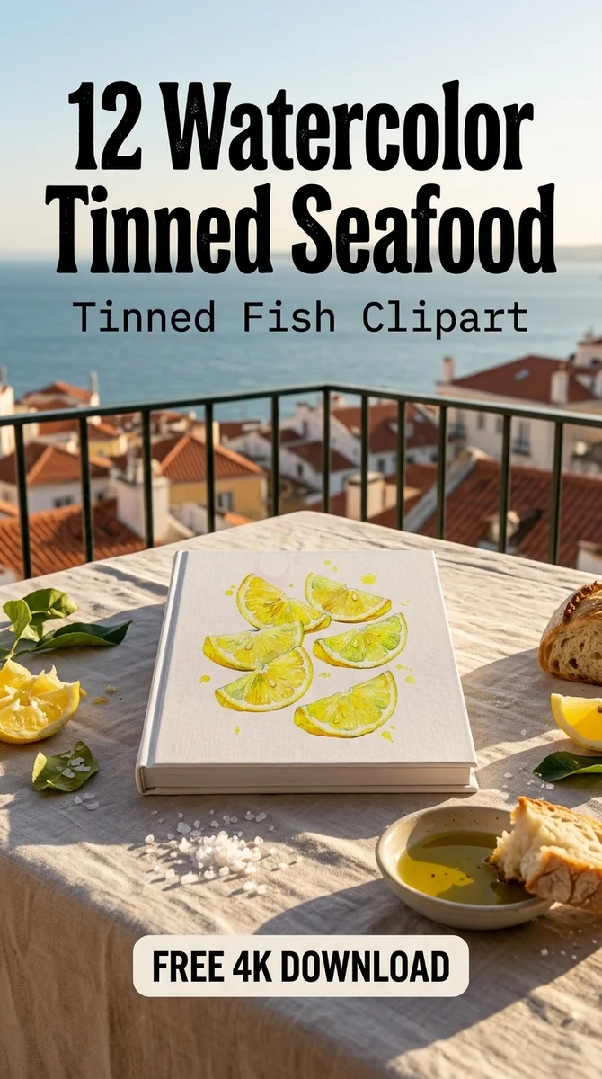 Free Watercolor Lemon Wedge PNG | Fresh Citrus Garnish Clipart — Sardine Girl Summer | Tinned Fish Clipart PNG watercolor clipart