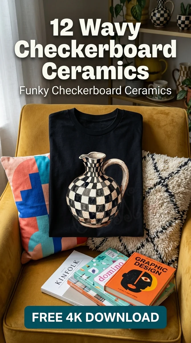 Free Chunky Pitcher PNG | Wavy Black & White Clipart β Imperfect Checkerboard Ceramics | Eclectic Clipart watercolor clipart
